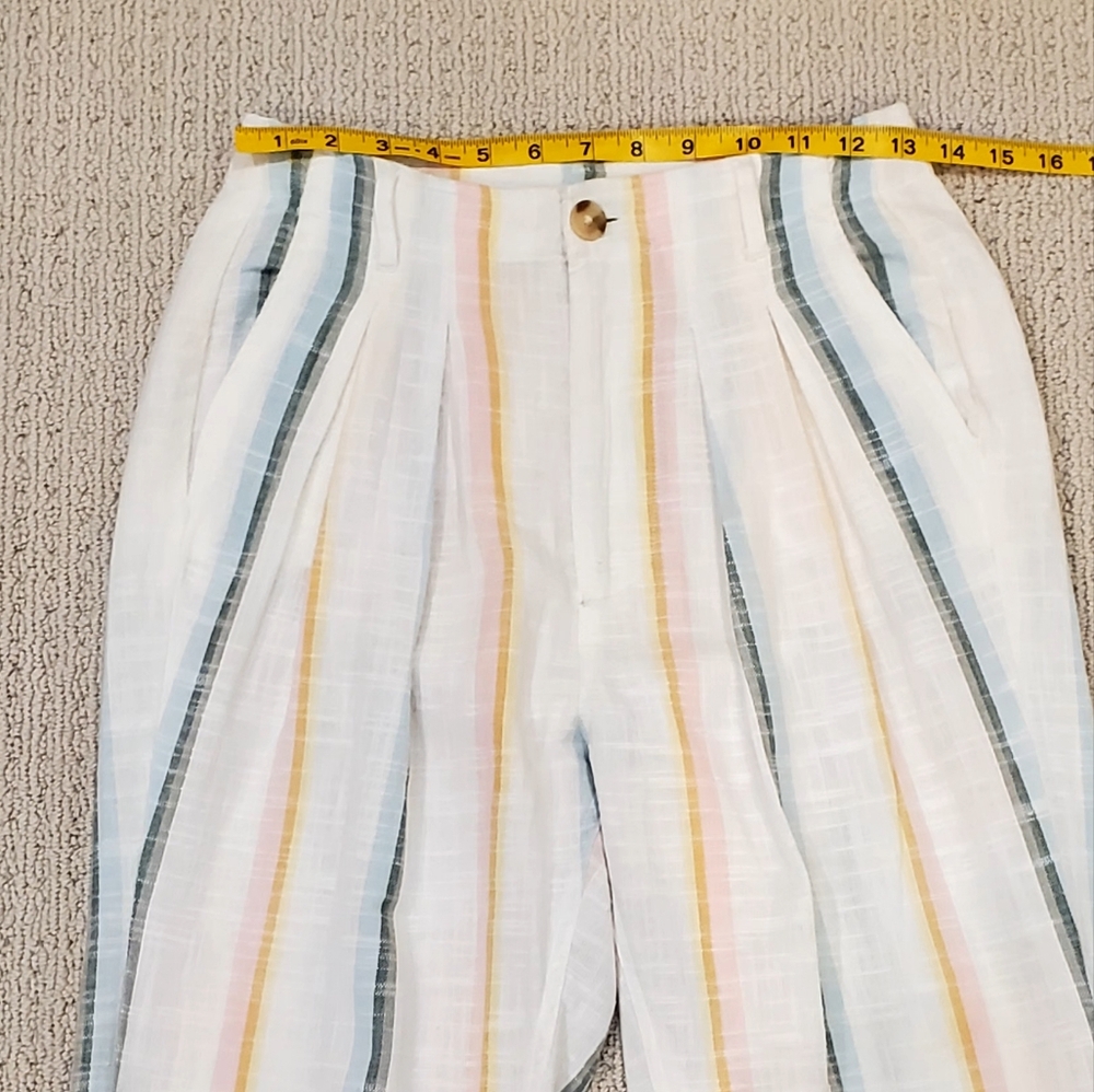 BillaBong+Salty Blonde New Moves Gauzy Cotton White/Stripes Pants, 26, Like New - Picture 10 of 16